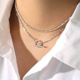 Simple Snake Chain Silver Necklace