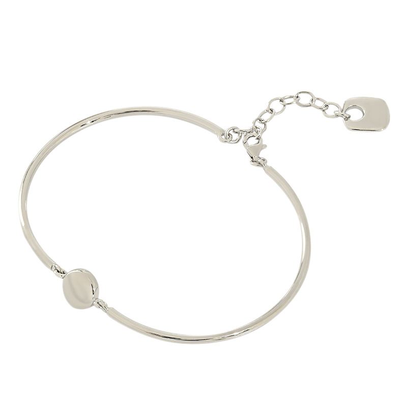 Simple Round Tag Silver Bangle