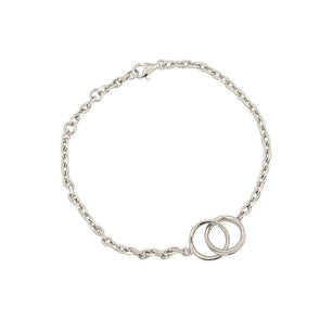 Party Double Circles Silver Chain Bracelet