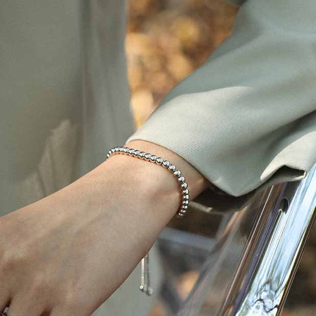 Simple Beads Gift Silver Bracelet