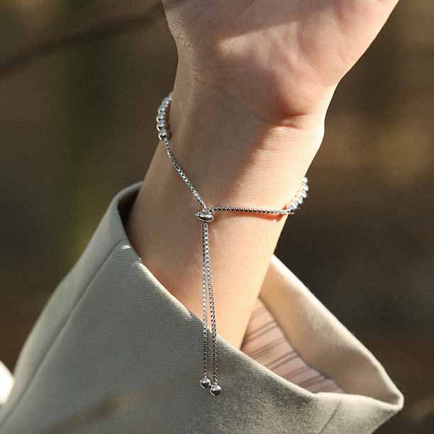 Simple Beads Gift Silver Bracelet