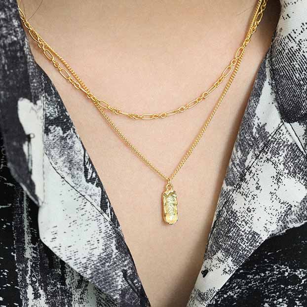 Gift Irregular Peanut Silver Necklace