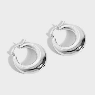 Simple Mini Circles Geometry Silver Hoop Earrings