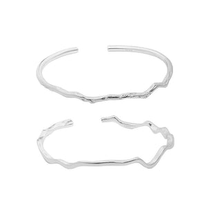 Simple Minimalism Irregular Silver Open Bangle