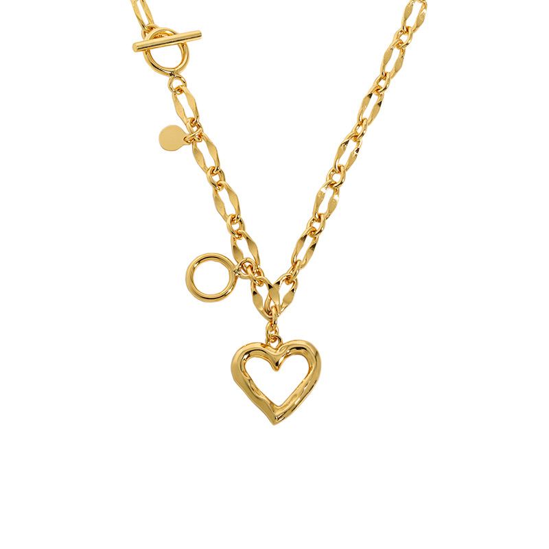 Women Hollow Heart Chain Silver Necklace