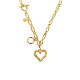 Women Hollow Heart Chain Silver Necklace