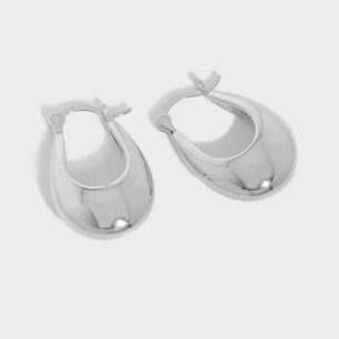 Office U Shape Silver Hoop Earrings