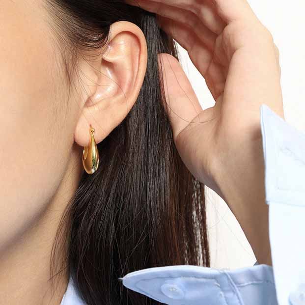 Office U Shape Silver Hoop Earrings