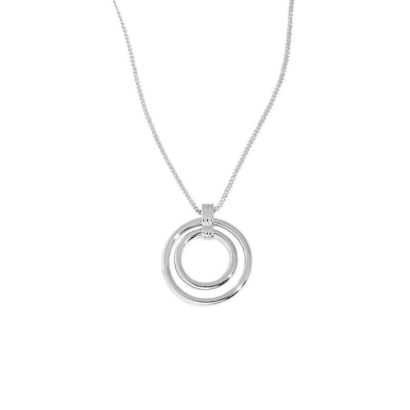 Simple Daughter Circle Rings Silver Necklace