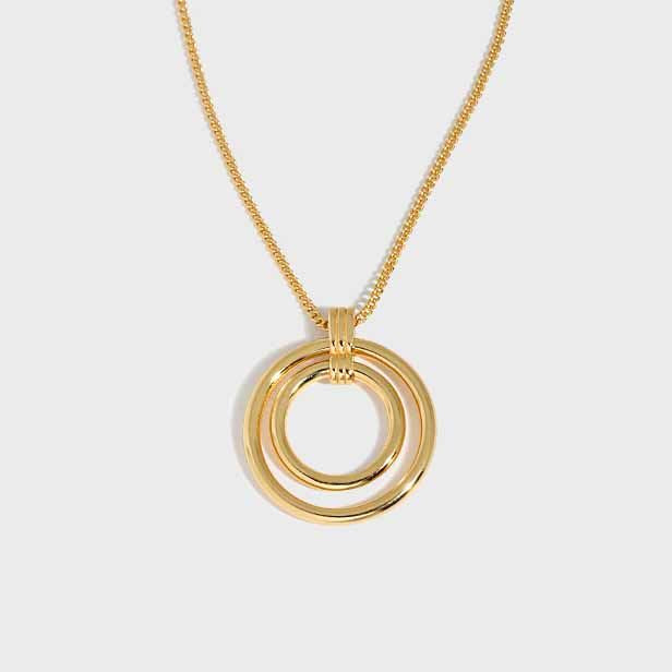 Simple Daughter Circle Rings Silver Necklace