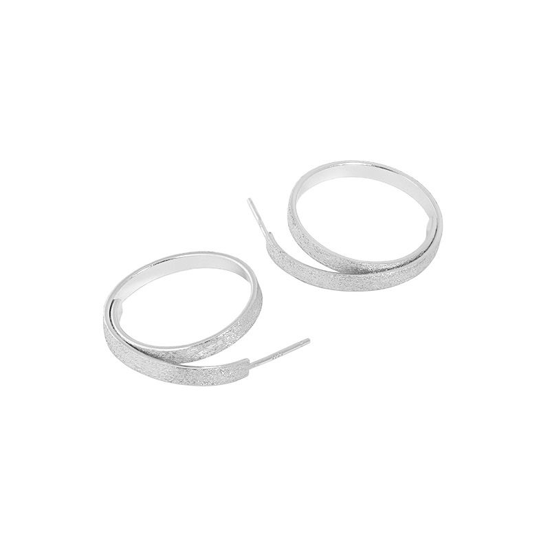 Simple Round Geometry Circle Silver Dangling Earrings