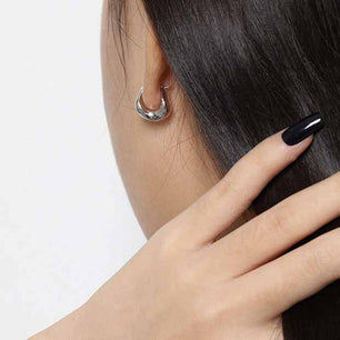 Fashion Geometry Agravity Circles Silver Hoop Earrings