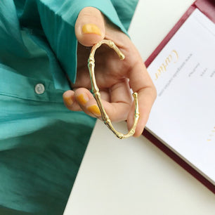 Classic Bamboo Slub Silver Open Bangle