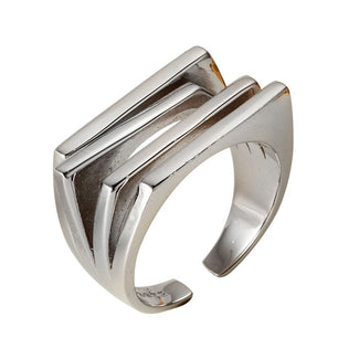 Simple Geometry Multi Layer Silver Ring