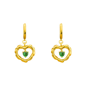 Fashion Hollow CZ Double Heart Silver Dangling Earrings