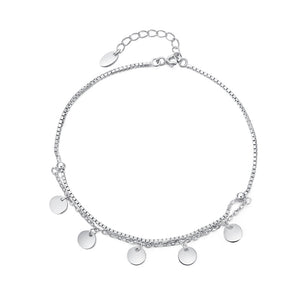 Fashion Dangle Silver Bean Silver Double Layer Foot Anklet