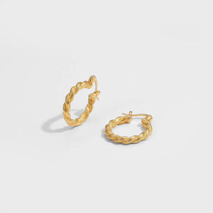 Simple Twisted Silver Hoop Earrings