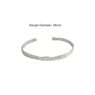 Simple Concave Convex Round Silver Open Bangle