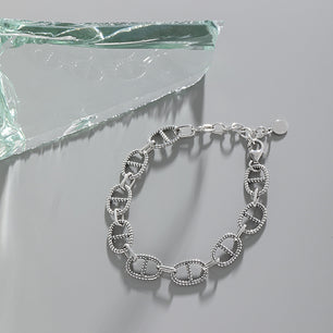 Vintage Flat Marina Chain Silver Bracelet