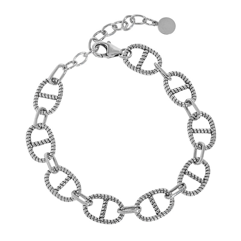 Vintage Flat Marina Chain Silver Bracelet