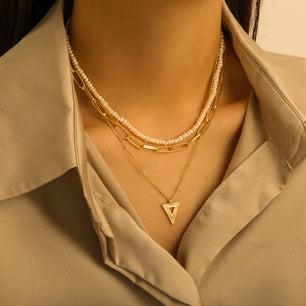 Statement Geometry Triangle Silver Necklace