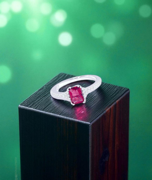 Ruby Square Stone Silver Ring