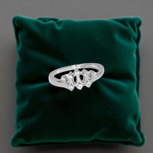 Regal Crown-Inspired Silver Ring