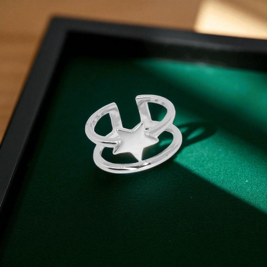 Star Power Open Silver Ring