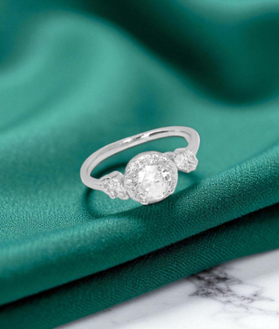 Vintage Halo Charm Silver Ring