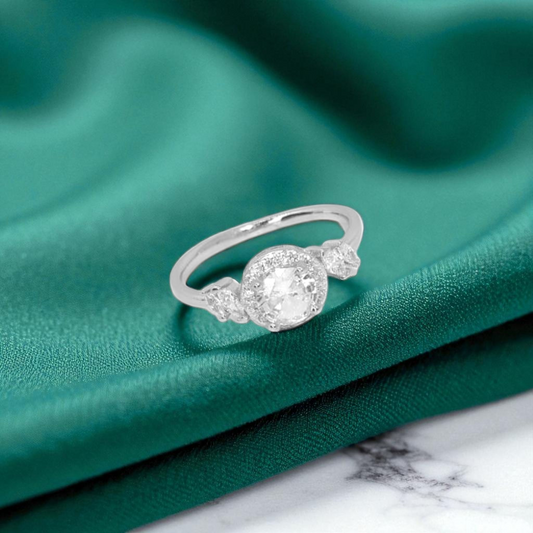 Vintage Halo Charm Silver Ring