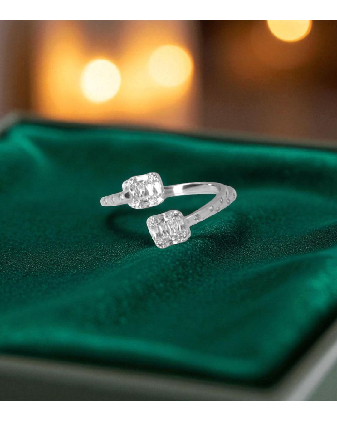Twin Radiance Cushion-Cut Silver Ring