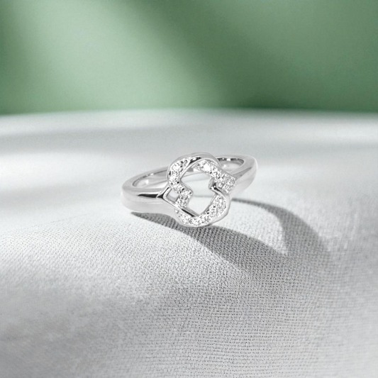 Heart Knot Silver Promise Ring