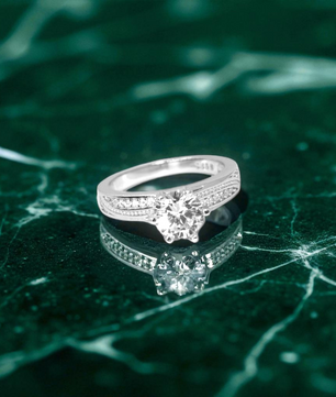 Radiant Solitaire Silver Ring