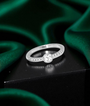 Classic Round Solitaire Silver Ring