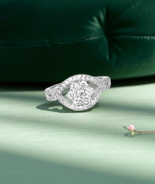 Sparkling Shield Silver Statement Ring