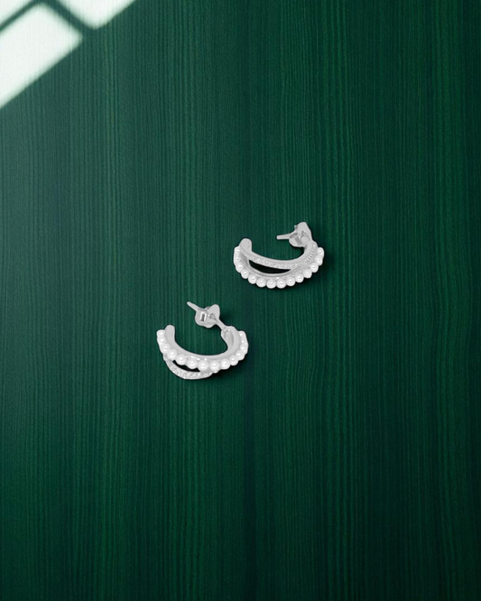 Pearl Embrace Hoop Silver Earrings